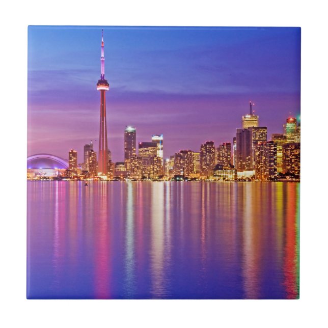 Torontos skyline vid skymning kakelplatta (Framsidan)