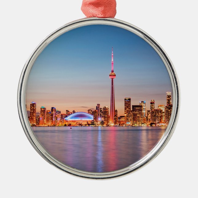 Torontos skyline vid solnedgång julgransprydnad metall (Framsidan)