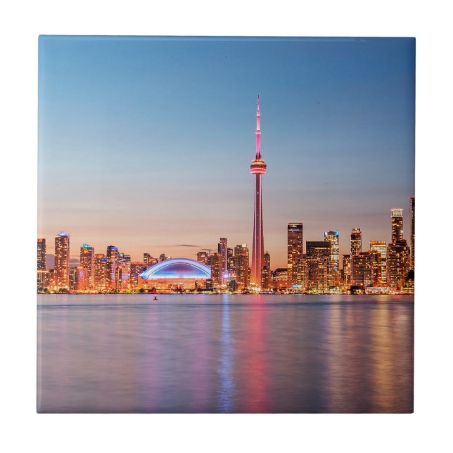 Torontos skyline vid solnedgång kakelplatta (Framsidan)