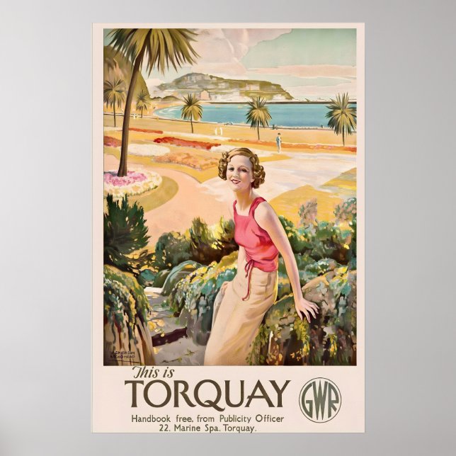 Torquay Devon England Kust Engelska Rivieran Poster (Framsidan)