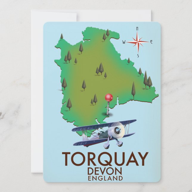 Torquay Devon Vintage karta poster konst. (Framsida)