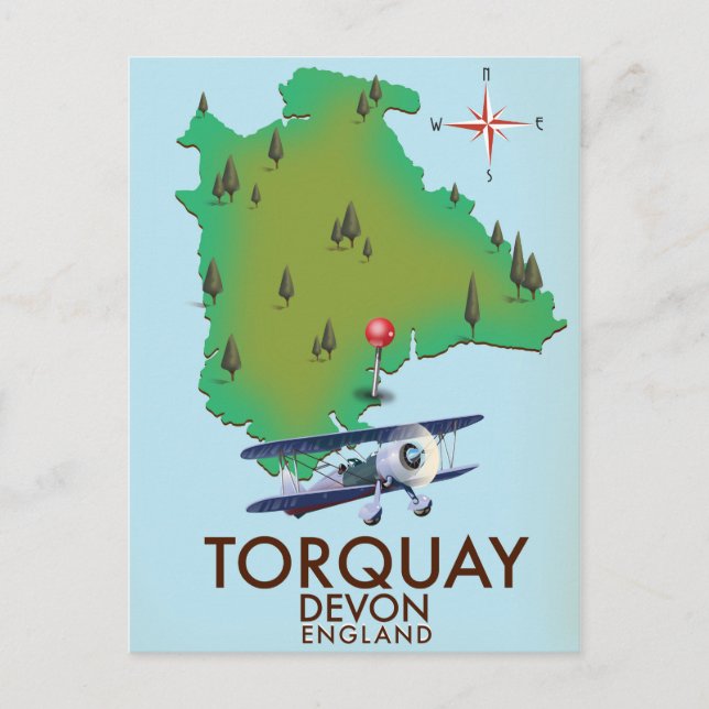 Torquay Devon Vintage kartposter konst. Vykort (Framsida)