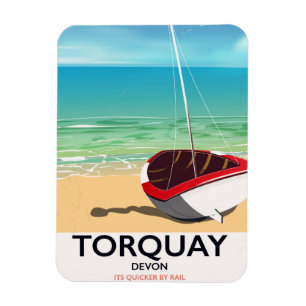Torquay Devon vintage-reseaffisch på havssidan Magnet