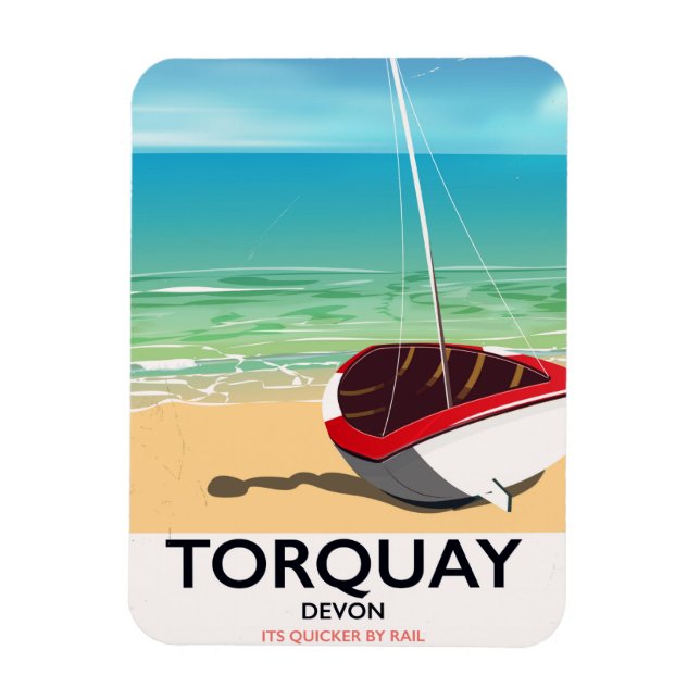 Torquay Devon vintage-reseaffisch på havssidan Magnet (Vertikal)
