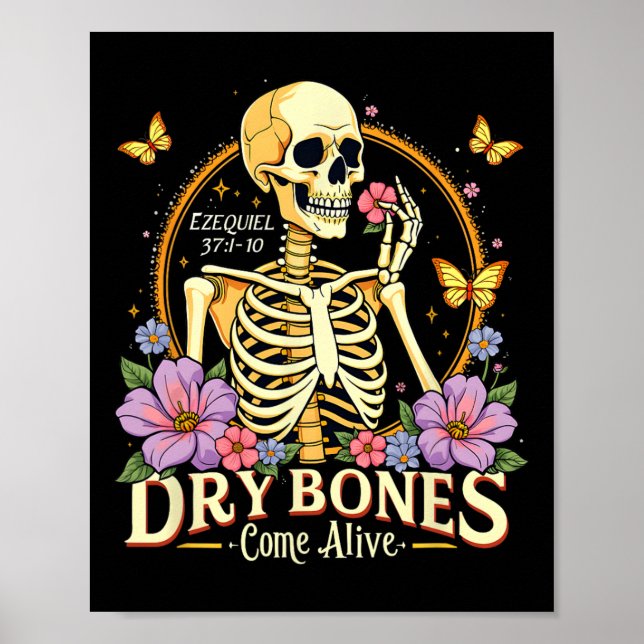 Torr benvävnad Kom Alive Dancing Skeleton Jesus Ha Poster (Framsidan)