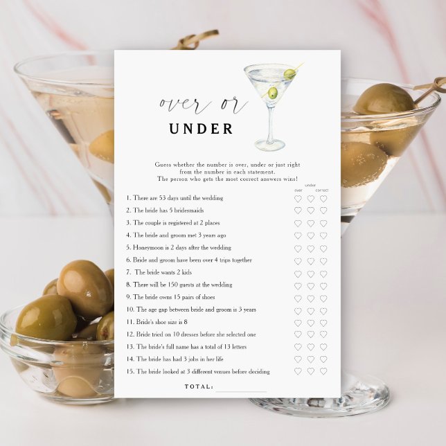 Torr martini bröllopsdusch Över eller under spel (Skapare uppladdad)