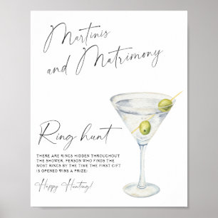 Torr martini bröllopsdusch Ringjakt spel Poster