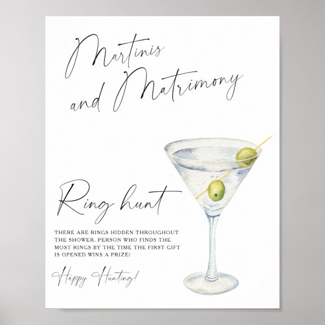 Torr martini bröllopsdusch Ringjakt spel Poster (Framsidan)