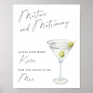 Torr Martini Bröllopsfest Hur många kyssar Poster