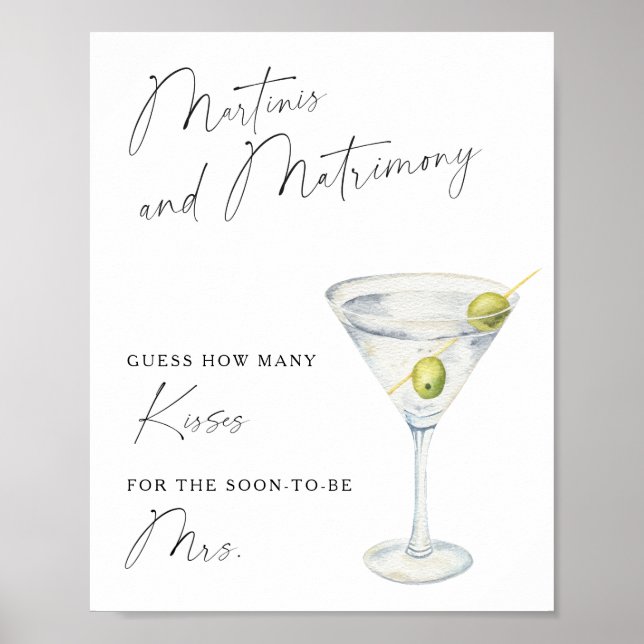 Torr Martini Bröllopsfest Hur många kyssar Poster (Framsidan)