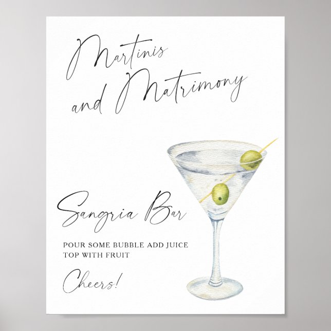 Torr Martini Bröllopsfest sangriabar Poster (Framsidan)