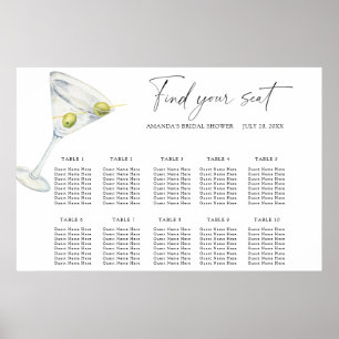 Torr Martini Cocktail Bröllops sittplatskarta Poster