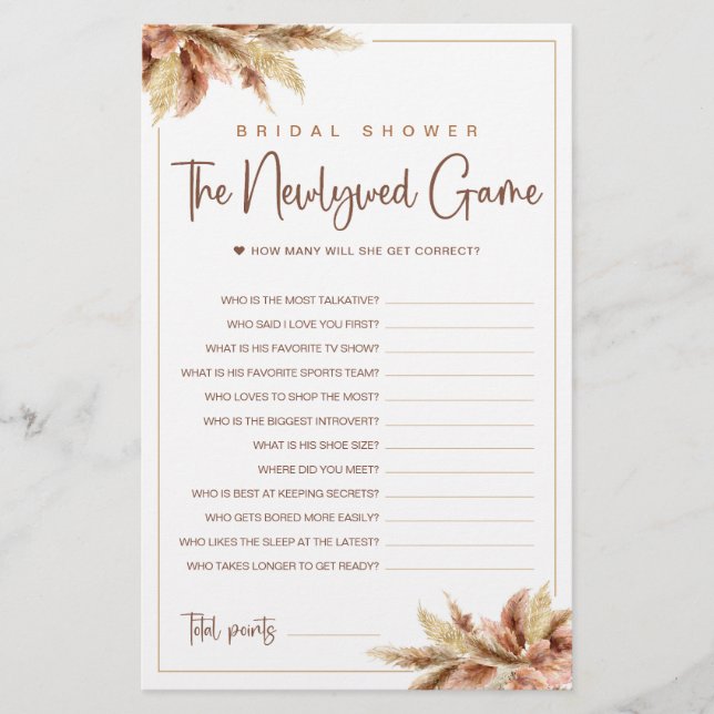Torr Pampasgräs | The Newlywed Game Card (Framsida)