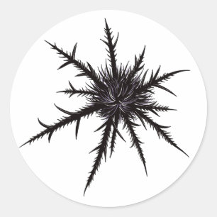 Torr Thistle Vass Thorns Gothic Botanical Art Runt Klistermärke