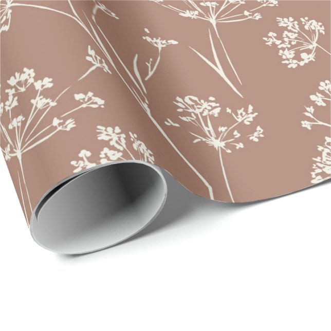 Torr växt vildblomma presentpapper (Rullad Hörn)