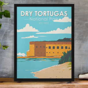 Torra Tortugas nationalpark Florida Fort Vintage Poster