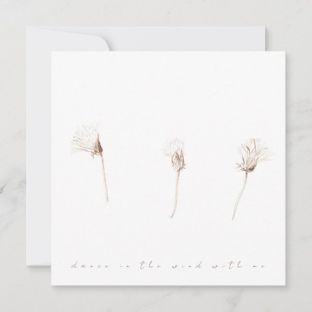 Torrdandeliljon bläck teckning-platta kort (Framsida)