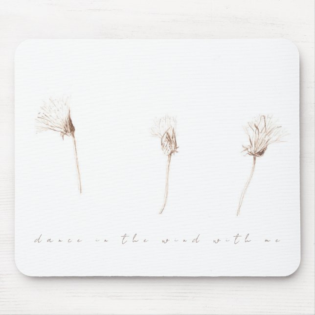 Torrdandelioner bläck teckning musslor musmatta (Framsidan)