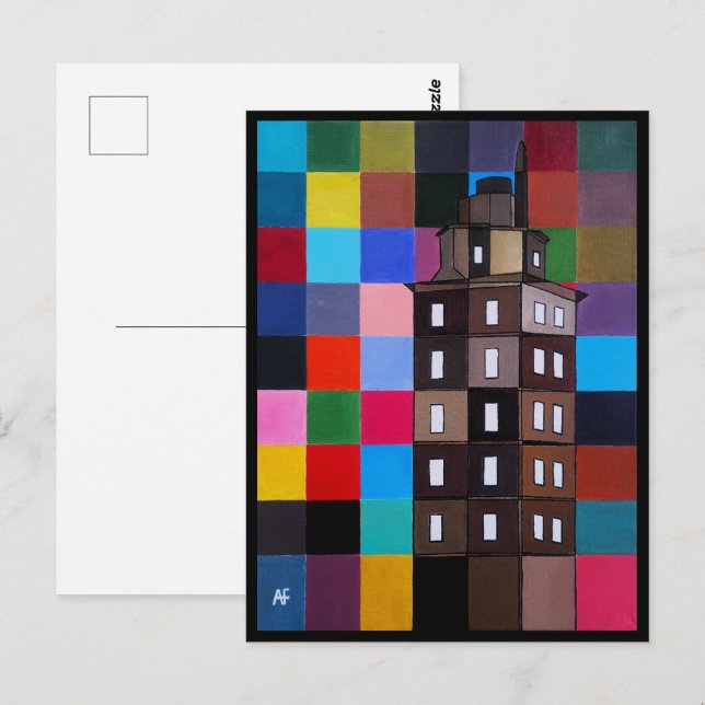 Torre de Hércules Abstract Painting by Alfred Fox Vykort (Fram/baksida)