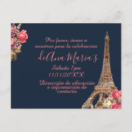 Torre Eiffel elegante, beklaglig de la Quinceanera Inbjudningar