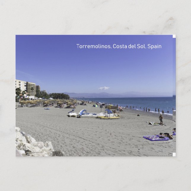 Torremolinos Beach, Costa del Sol, Spanien Vykort (Framsida)