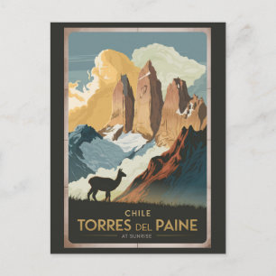 Torres del Paine Chile Illustration Resa Konst Vykort