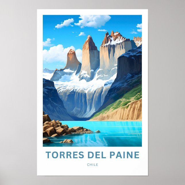 Torres Del Paine Chile Travel Skriv ut Poster (Framsidan)