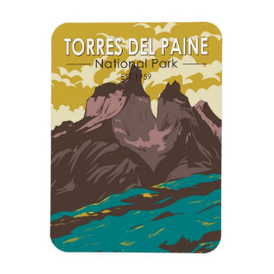 Torres del Paine nationalpark Chile Art Vintage Magnet