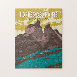 Torres del Paine nationalpark Chile Art Vintage Pussel