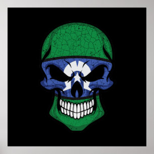 Torres Strait Islands Smiling Skull Flagga Poster