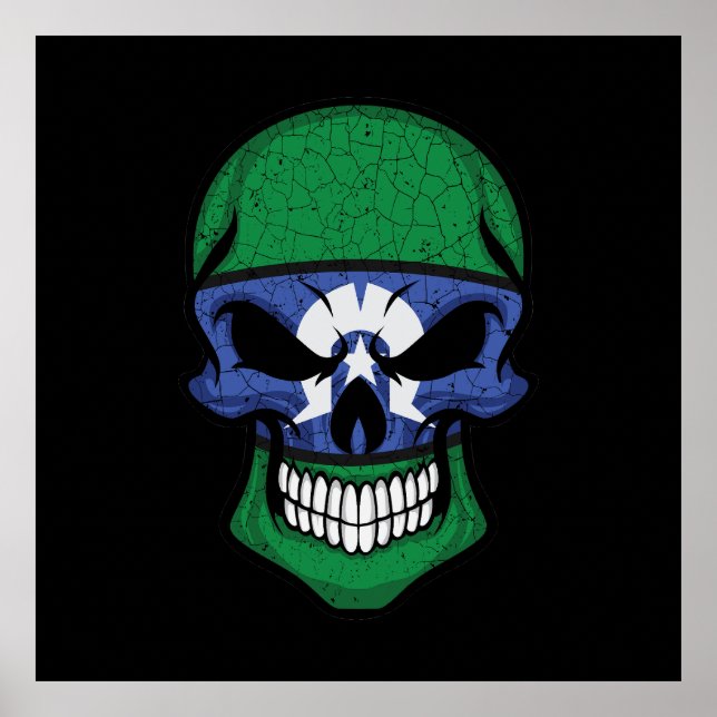 Torres Strait Islands Smiling Skull Flagga Poster (Framsidan)