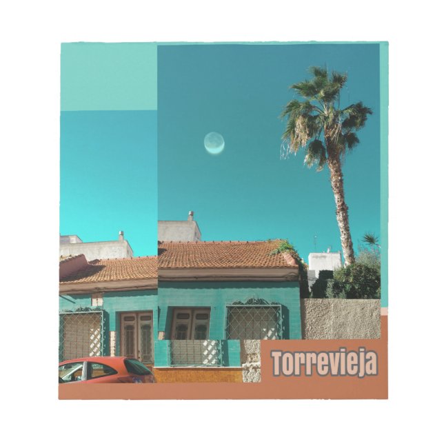 Torrevieja i Orange och Turqoise Anteckningsblock (Framsida)