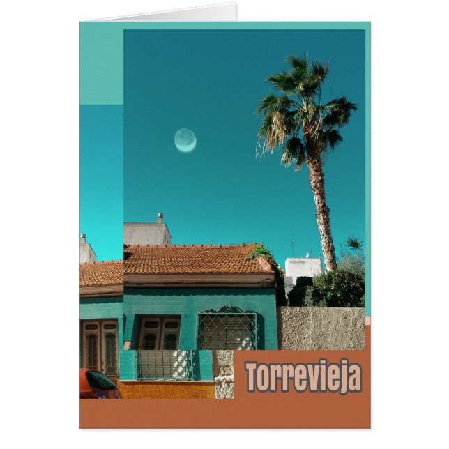 Torrevieja i Orange och Turqoise Hälsningskort (Framsidan)