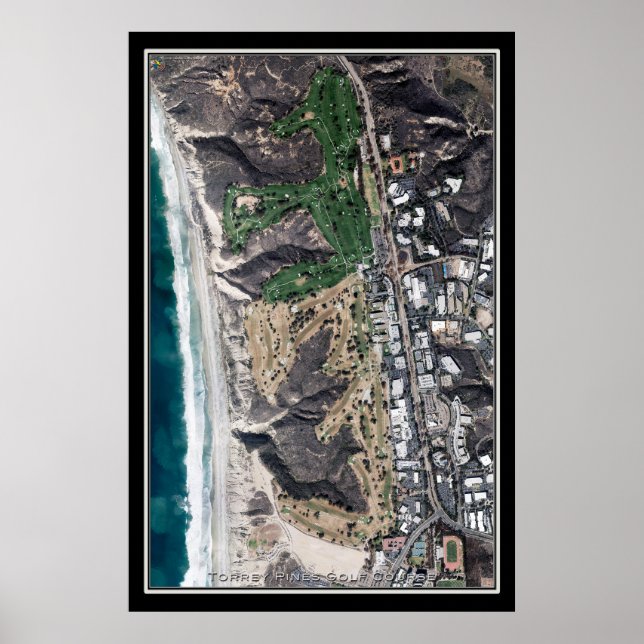 Torrey Gräs Golf Course California Satellite Karta Poster (Framsidan)