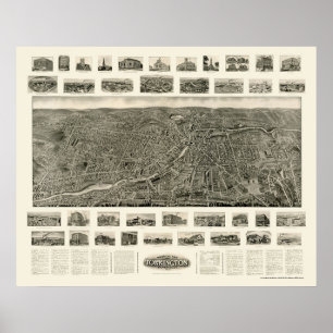 Torrington, CT Panoramic Karta - 1909 Poster
