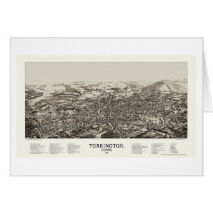 Torrington panorama- karta för CT - 1889 Hälsningskort