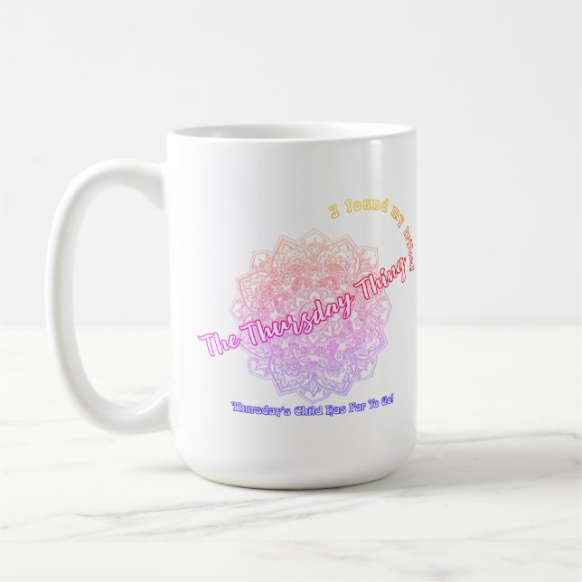 Torsdag: Barnet Mandala-kaffe Mugg (Neon Multi) (Vänster)