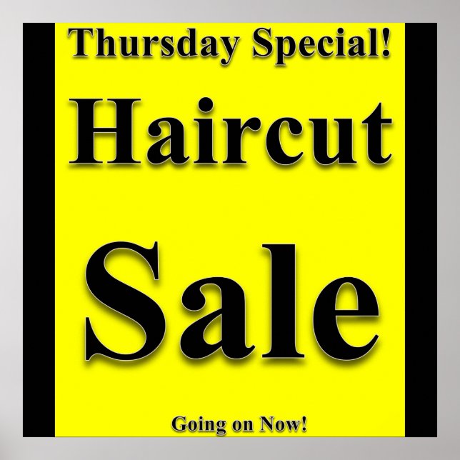 Torsdag Haircut Sale Poster Matte (Framsidan)