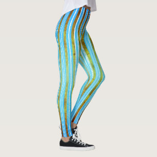 Torsk, Grönt och vit strimlad Mönster Leggings