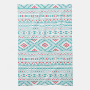 Torsk och Rosa Aztec Tribal Mönster Kökshandduk
