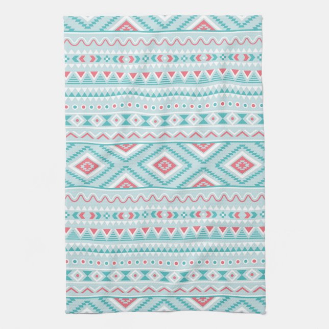 Torsk och Rosa Aztec Tribal Mönster Kökshandduk (Vertikal)