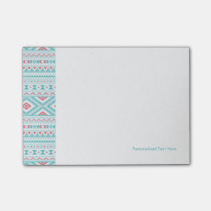 Torsk och Rosa Aztec Tribal Mönster Post-it Block