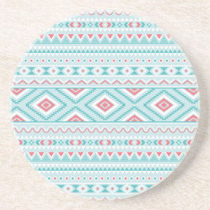 Torsk och Rosa Aztec Tribal Mönster Underlägg Sandsten