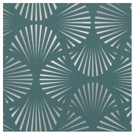 Torsk och Silver Art Deco Fläkt Mönster Tyg