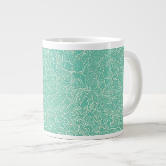 Torskhet Peony Mönster Jumbo Mugg (Framsida höger)