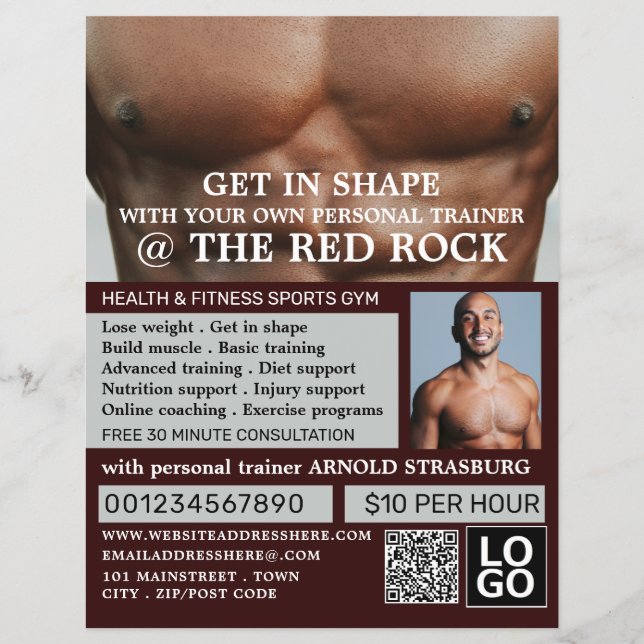 Torso, Personlig tränare, Gym Advertising Flyer (Framsidan)