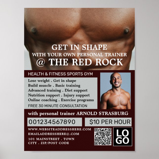 Torso, Personlig tränare, Gym Advertising Poster (Framsidan)