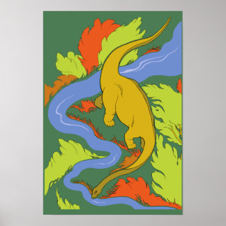 Törstig diplodocus poster. poster