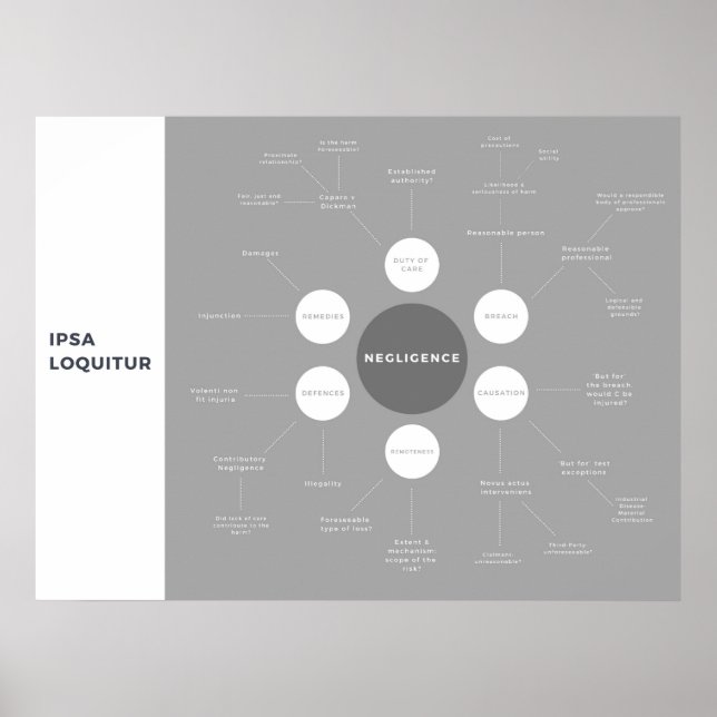 Tort of Negligence Law Revision Mind-Karta Poster (Framsidan)
