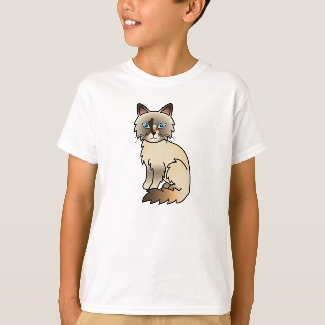 Tortie Point Birman / Ragdoll Katt T Shirt (Framsida)